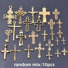 10 chiếc/20 chiếc/50 chiếc Mặt dây chuyền thánh giá cổ điển bằng vàng/bạc các loại, mặt dây chuyền và phụ kiện làm đồ trang sức cho túi xách, vòng cổ, vòng tay, hoa tai tự làm, giao hàng ngẫu nhiên - M002-50 chiếc - Xem 13