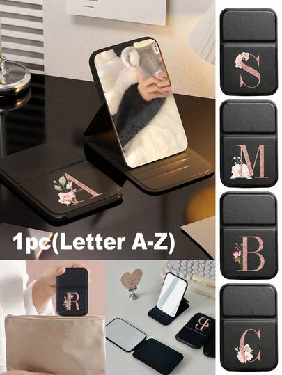 迷你首字母折叠便携化妆镜，A-Z字母立式化妆镜，旅行镜，美容产品，桌面化妆镜，长方形桌面迷你化妆镜，可折叠小型极简化妆镜，学生宿舍后视镜，旅行便携化妆镜，适合女性礼物 - 送给母亲和老师的最佳礼物，圣诞礼物，感恩节礼物