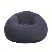 1pc Flocking Beanless Inflatable Lounge Chair - Multifunctional Portable Sofa With Round Single Design - Living Room, Office Lunch Break, Outdoor Picnic, Camping, And Relaxation Rosy Gray Purplish Blue - 玫紅色 - 查看 11