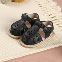 1 đôi giày trẻ em kiểu dáng tối giản, đa năng, có dây buộc, thích hợp cho mùa hè. - màu đen - Xem 8