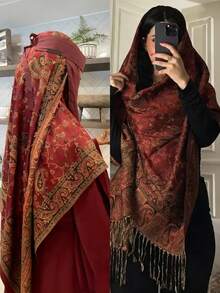 Khăn choàng kiểu Bohemian dệt jacquard họa tiết hoa điều, khăn du lịch mới, thích hợp cho mùa xuân/hè/thu, phong cách cung đình, đi biển, nghỉ lễ. - Nhiều màu - Xem 7