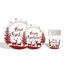 10-Piece Christmas Tableware Set Christmas Plate And Napkin Cup Set Winter Christmas Paper Plate Napkin Christmas Party Supplies Christmas Tree Snowflake Elk - Multicolor - View 3