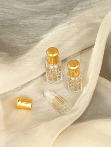 10pcs/Set (10 Packs) Leak-Proof Gold-Plated Embossed Glass Essential Oil Roller Bottle Set, Refillable Smooth Stainless Steel Roller Bottles, Portable Perfume & Cosmetic Refill Bottles, Suitable For Aromatherapy, Travel, Toiletry, Home, Salon, DIY, Birthday & Holiday Gifts - Multicolor - View 4