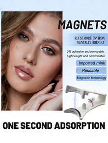 Magnetic Eyelash Tweezers, No Glue Needed, Natural & Lightweight, 3-Step Press-On False Eyelash Applicator, Reusable - White - View 4