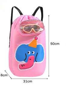 1/2 Pcs Adorable Cartoon Design Waterproof Dry Wet Separated Swim Backpack Large Capacity Lightweight Beach Travel Bag Portable Sports Storage Backpack - Multicolor - View 9