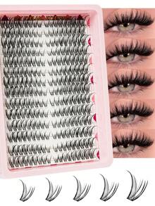 252片全新单根假睫毛，高容量，8-16毫米DIY假睫毛，自然妆效，浓密纤长，超柔软，超轻盈，可重复使用，单根分段式假睫毛，睫毛嫁接套装，适合居家或外出使用，适用于日常生活、婚礼、约会、派对、音乐节、万圣节等场合。 - C/D 混合 - 查看 1