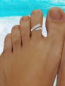 1 pièce Bracelet de cheville incrusté de strass, convient pour les activités de plage des femmes, excellent cadeau pour la mère - Argent - Voir 3