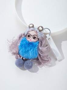 1个仿毛皮粉色娃娃吊坠，PVC材质钥匙扣挂件，适用于钥匙、背包、车钥匙 - 彩色 - 查看 10