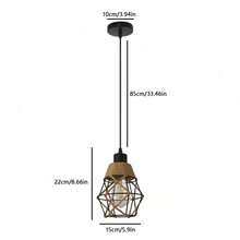 1/2 buah Lampu Gantung Tali Rami Retro Nordik, Lampu Gantung Sangkar Burung Besi Geometris Industri untuk Ruang Makan, Bar, Dapur, Kamar Tidur, Soket Bohlam E27, Pencahayaan Dekorasi Pedesaan (Bohlam Tidak Termasuk) - Hitam - View 8