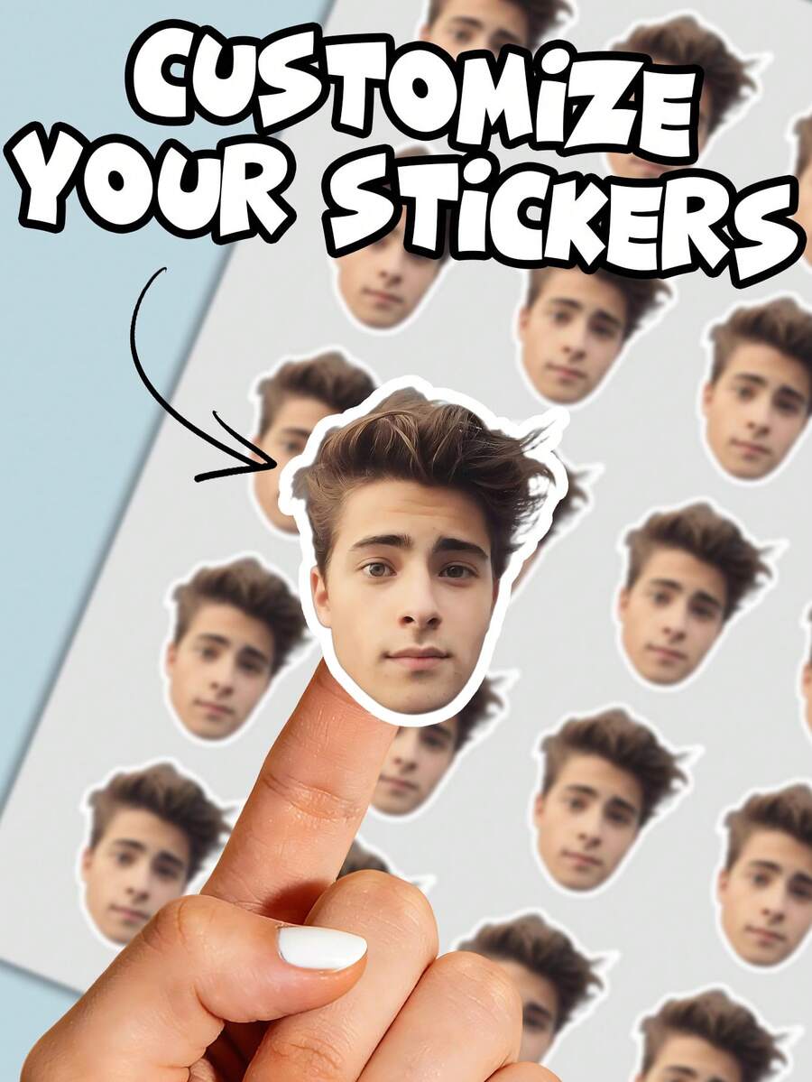 Custom Face Stickers Photo Stickers Waterproof Die-Cut Sticker Set For Wedding, Birthday, Bachelorette Party, Graduation, Retirement Party Gifts And Decorations Gift Bags, Envelopes, Invitations And DIY Crafts Anniversary Gifts - Multicolor a - View 1