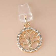 1 pieza Tapón antipolvo para teléfono con árbol de strass, colgante metálico minimalista y elegante, adecuado para teléfonos con conector Lightning/Tipo-C - Multicolor - Ver 9