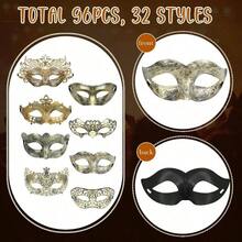 96 Pcs Couple Masquerade Venetian Mardi Gras Halloween Props Adults Costume Ball Party Cosplay - Initial - View 4