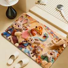 1PC Diatom Mud Door Mat, Cute Cartoon Characters Nick And Judy Floor Mat, Quick-Drying Water-Absorbent Diatom Soft Floor Mat, Rubber Bottom Non-Slip, Easy To Clean, Absorbent Floor Mat For Bathroom And Toilet Entrance, "Crazy City" Theme Home Decoration, Living Room, Bedroom, Yoga Room Home Bathroom Decoration Outdoor Carpet Door Mat, Summer Decorative Carpet, Bathtub Mat, Home Decoration Essentials, Kitchen Carpet - Multicolor - View 10