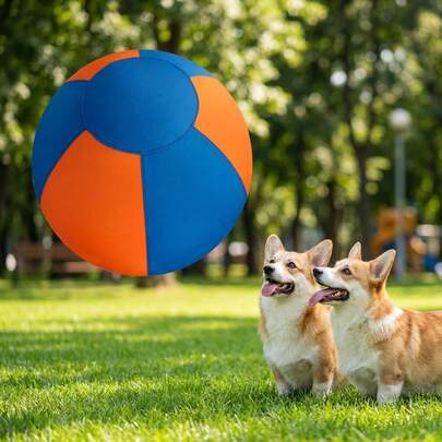 1pc Oxford Cloth Bite-Resistant Durable Training Ball, Bicolor Blue And Orange, Interactive Game Toy For Medium And Large Dogs, Outdoor Agility Fetch Disc, Pet Chew Toy, Dog Training Essential