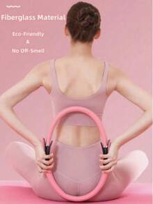 Aro de pilates y yoga multifuncional, resistente a la presión sin deformarse, impermeable y anti-transpiración, con asas de espuma cómodas, ideal para muslos, yoga, espalda y cintura - Rosa - Ver 3