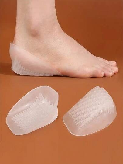 2 pièces Protecteur de talon en silicone - Amortissant les chocs, rehausseur de taille invisible avec design en nid d'abeille en forme de U pour un confort amélioré, coussin de talon doux et transparent pour hommes et femmes