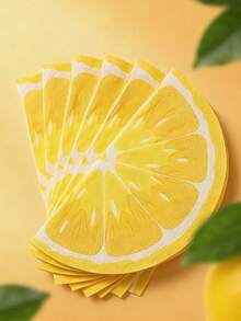 40pcs Lemon Pattern Disposable Paper Napkins, Summer Fruit Design Disposable Paper Napkins, Lemon Print Decorative Paper Napkins, Suitable For Outdoor Wedding, Engagement Party, Personalized Wedding, Summer Tropical Party, Home & Hotel, Wedding Table Decoration, Engagement Party Disposable Drink & Dessert Napkins - Lemon - View 3