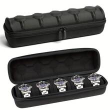 1 pieza Estuche de reloj de una sola pieza con 5 compartimentos, divisor acolchado y asa, tapa abatible, estuche de viaje resistente, diseño antiarañazos, adecuado para todos los géneros, versátil para uso doméstico y de viaje, acolchado protector - Multicolor - Ver 5