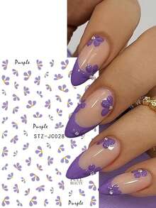 2pcs/Set 3D Purple Daisy Nail Stickers, Elegant Small Daisy Petal Self-Adhesive Slider Nail Art Decor Accessories, Suitable For Spring/Summer Wild Flower Nails - Multicolor - View 7