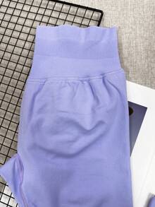 Leggings de yoga para mujer, mallas de yoga de cintura baja acanaladas, leggings de fitness, pantalones de yoga sin costuras, mallas deportivas elásticas - Púrpura malva - Ver 4