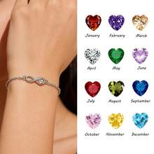 CIREY 1 chiếc vòng tay tình yêu vô cực đính đá tháng 12, vòng tay hình trái tim mạ zirconia, kiểu dáng sang trọng, thích hợp làm quà tặng ngày lễ. - Vàng trắng, đá sinh tháng - Xem 16