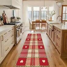 1件装格子爱心长地毯系列，多色背景室内入口地毯，卧室床边垫，厨房地毯，柔软加厚浴室地毯，带缓冲防滑功能，可水洗，走廊地毯，客厅，洗衣房，浴室 - B - 查看 2