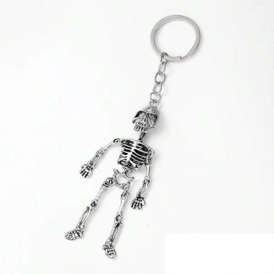 Cartoon Skull Keychain, Fashionable Backpack/Handbag Pendant, New Accessory, Large Funny Quirky Keychain - Grey - View 1