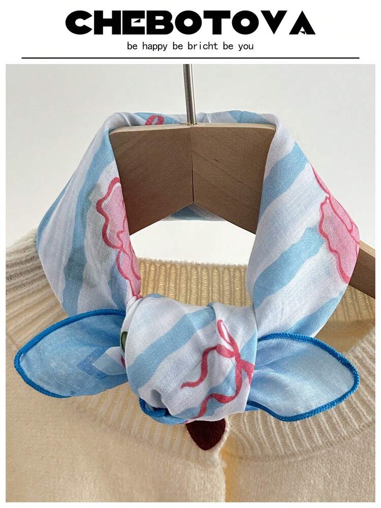 1条女士春夏新款柔软丝滑波西米亚风小方巾，亲肤舒适，百搭印花领巾/头巾，可搭配连衣裙 - 彩色 - 查看 32