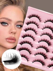 ENCHUW 14 Cặp Mi Giả Dày Dày, Ấn Tượng, Dày Vạm, Mi Giả Xắn, Mi Giả Uốn Cong, Mi Giả Lông Chồn - màu đen - Xem 1