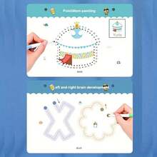 Sega 1 set Libro de entrenamiento para el desarrollo integral del cerebro reutilizable, con 2 bolígrafos y 1 goma, es un libro educativo para el pensamiento integral, el desarrollo de la inteligencia, la atención y el desarrollo de la creatividad (estilo estocástico) - Multicolor - Ver 3