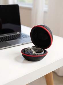 1pc Durable Travel Watch Box - Compact Scratch-Resistant, Personal Watch Protective Case, Watch Accessories, Portable Watch Storage Box, Business Watch Box, Suitable For Apple Watch - Perfect Gift For Watch Enthusiasts, Unisex Watch Storage Box, Provides Perfect Travel Protection For Fashion Travelers (Watch Not Included) - Red and Black - View 7
