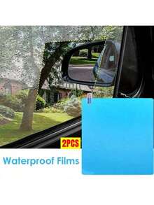 Set de 2 películas antigotas para ventanas laterales de automóvil, película antigotas para ventana delantera de motocicleta, universal para vehículos, para conducir en clima lluvioso y nevado - 2 uds espejo retrovisor - Ver 4