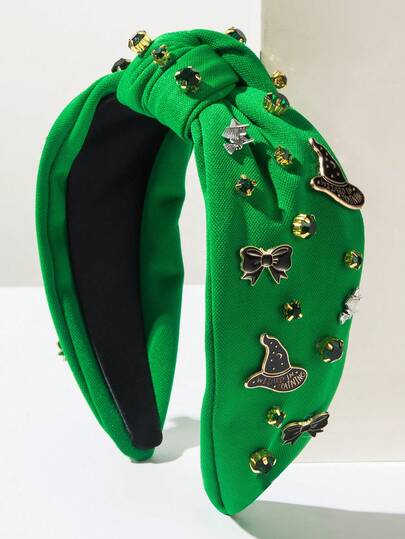 1 chiếc băng đô rộng vành bằng vải trơn màu, kiểu dáng Hàn Quốc, đính đá lấp lánh, phụ kiện đội đầu trang trí, thích hợp cho mùa hè, dịp lễ hội.