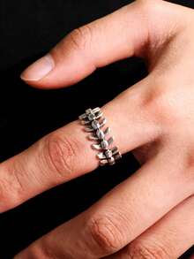 1 pièce Bague ouverte ajustable unique en forme d'os de dragon, style vintage punk rock haute rue. Convient pour le port quotidien, les vacances et les fêtes pour hommes - Multicolore - Voir 2