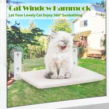 Keny Foldable Cat Window Perch With 4 Larger Suction Cups, Cordless Window Bed With Reversible Cover For Cats Inside, White - ColorA - View 2