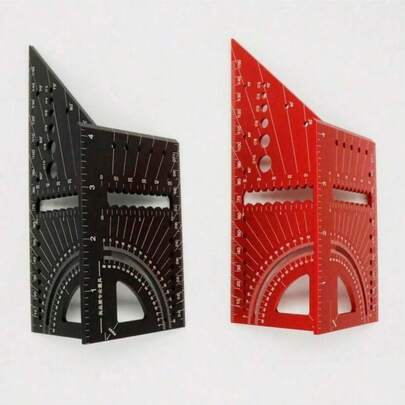 1pc Woodworking Square Size Measure Ruler, 3D Mitre Angle Measuring Template Tool, 45 90 Degree Carpenter's Layout Ruler Gauge Woodworking Accessories For On-Site Construction & Mini Wood Projects