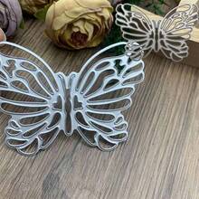 Troqueles de corte de metal con marco de mariposa y encaje, set de manualidades para tarjetas, papel de estampado, troquelado, herramientas de scrapbooking, plantilla, bolsa de almacenamiento y suministros relacionados - blanco plateado - Ver 2
