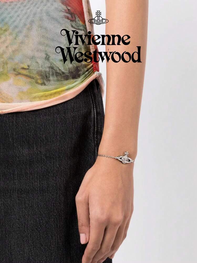Vivienne Westwood Pulseira Mini Bas Relief Classic Saturn em tom