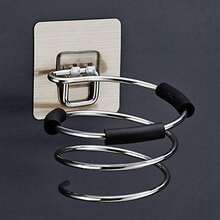 1/2pcs Bathroom Hair Dryer Holder, Hair Styling Tool Storage Rack, Adhesive Wall Mount Salon Tool Organizer, No Rubber Ring Hair Dryer Spiral Rack, No Hole Bathroom Storage Rack, Wall Mounted Display Shelf - Multicolor - View 5