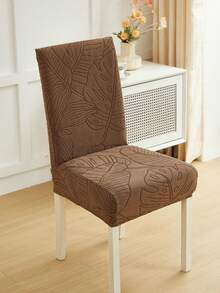 Bộ 1/4/6/8 vỏ bọc ghế màu kaki có thể tháo rời, chất liệu nhung mềm mại với họa tiết lá cây, co giãn tốt, phù hợp cho ghế phòng ăn, phòng khách và phòng ngủ. - Cà phê nâu - Xem 7