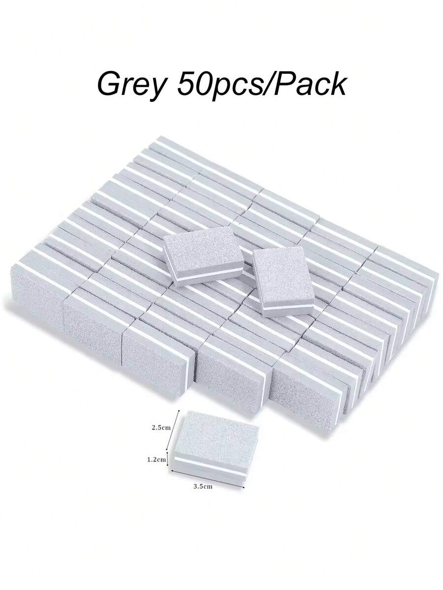 50pcs/Pack Mini Buffing Sanding Files Block Pedicure Manicure Care Nail Art Buffer Polish Manicure Pedicure Nail File Tools - Grey - View 1