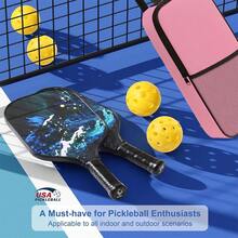 1个匹克球拍包，匹克球拍包，字母A到Z图案网球包，黑色球拍保护套，拉链式匹克球拍包，女士网球拍背包 - 粉色 - 查看 5