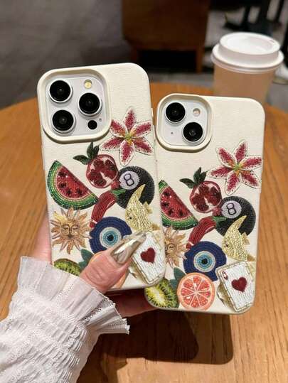 1个TPU软壳，西瓜水果金鱼太阳元素图案手机壳，适用于 17/17Promax/Air/17Pro/16Promax/16/15/12Promax/13/13Promax/14/15/17/16Pro/11Promax/12，个性化设计时尚保护壳