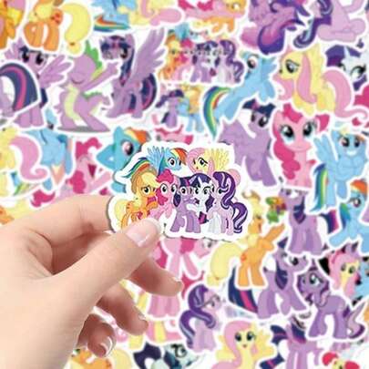 Hasbro 50pcs Cute Cartoon Horse Stickers, Ins Style Decorative Stickers For Notebook, Diary