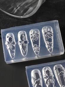 1 khuôn silicon khắc móng tay hình hoa mùa xuân 3D, khuôn in hình hoa ly và dâm bụt bằng nhựa, dụng cụ làm móng DIY. - Trong sáng - Xem 6