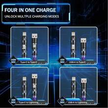 MPATIBY Cable de datos 4 en 1, USB-A/Tipo-C a Tipo-C/Lightning, compatible con iPhone 12/13/14/15, Android y talla grande dispositivos - Morado - Ver 5