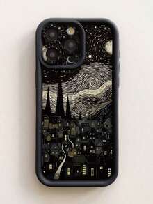 1 pieza de funda para teléfono a prueba de golpes y resistente a arañazos con diseño de pueblo nocturno estrellado, compatible con Apple 11 Pro Max/12 Pro Max/13 Pro Max/14 Pro Max/15 Pro Max/16 Plus/16 Pro Max, 16E, Galaxy A55/A15/S24 Ultra/S25 Ultra, Redmi, OPPO/Realme, VIVO, Infinix, Honor, MOTO, One Plus, impermeable, teléfonos móviles, bolsas, accesorios para móviles, fundas para teléfonos, decoración de interiores, accesorios, fundas transparentes para teléfonos, verano, correas para teléfonos, fundas para teléfonos de hombre, fundas para teléfonos de mujer, protección para teléfonos móviles, accesorios de playa, dulces de fresa, cubiertas de protección para teléfonos. - Estilo (1 pieza) - Ver 4