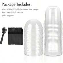 10pcs20pcs/30pcs U-Shaped Cake Cups With Lids, Ice Cream Cups, Juice Cups, Fruit Milk, Milk Tea Cups, Super Cute Round Mini Heat-Resistant Cups - Transparent - View 3