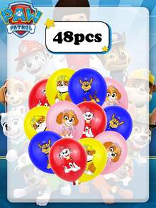 Paw Patrol 汪汪隊生日乳膠氣球，12/24/36/48入 多色卡通巡邏犬印花氣球組，派對裝飾用品 - Latex balloon - 查看 6