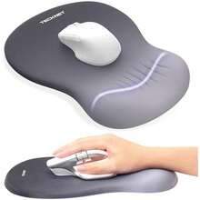 TECKNET Ergonomic Mouse Pad With Wrist Rest, Memory Foam Mousepad With Wrist Support, Smooth Surface, Middle Concave & Non-Slip Base For Laptop/PC, Pain Relief For Home Office Gaming, Gradient Blue - Beige - View 1